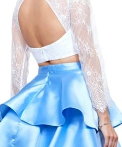 Cocktail Dresses Nox Anabel - 6290 Quarter Sleeve Laced Two-Piece Cocktail Dress