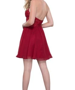 Nox Anabel - 6308 Ornate Lace Appliqued Illusion Halter Dress 15 Nox Anabel - 6308 Ornate Lace Appliqued Illusion Halter Dress