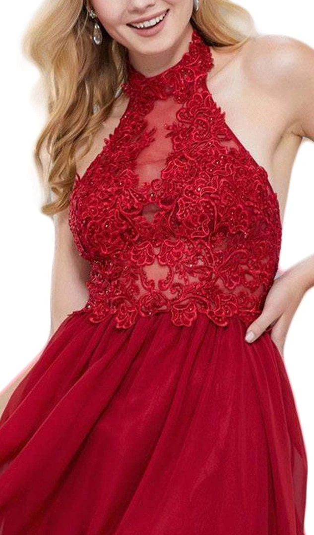 Nox Anabel - 6308 Ornate Lace Appliqued Illusion Halter Dress 4 Nox Anabel - 6308 Ornate Lace Appliqued Illusion Halter Dress