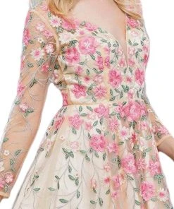 Nox Anabel - 6311 Long Sleeves Floral Embellished Cocktail Dress Cocktail Dresses 9 Nox Anabel - 6311 Long Sleeves Floral Embellished Cocktail Dress Cocktail Dresses