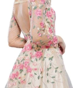 Nox Anabel - 6311 Long Sleeves Floral Embellished Cocktail Dress Cocktail Dresses 10 Nox Anabel - 6311 Long Sleeves Floral Embellished Cocktail Dress Cocktail Dresses