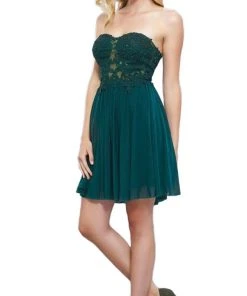 Cocktail Dresses Nox Anabel - 6314 Strapless Embellished Sweetheart Cocktail Dress