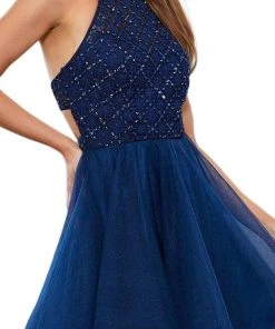 Cocktail Dresses Nox Anabel - 6316 Illusion High Halter A-line Dress