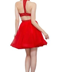 Cocktail Dresses Nox Anabel - 6316 Illusion High Halter A-line Dress