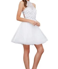 Cocktail Dresses Nox Anabel - 6316 Illusion High Halter A-line Dress