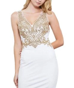 Nox Anabel - 6318 Sleeveless Lace Fitted Cocktail Dress