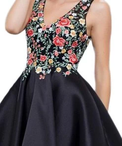 Cocktail Dresses Nox Anabel - 6322 Floral Embroidered V Neck Cocktail Dress 7 Cocktail Dresses Nox Anabel - 6322 Floral Embroidered V Neck Cocktail Dress