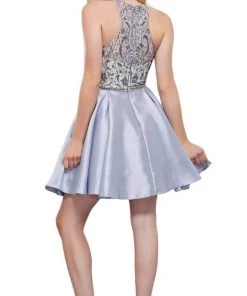 Nox Anabel - 6328 Embellished Illusion Halter A-line Dress Cocktail Dresses