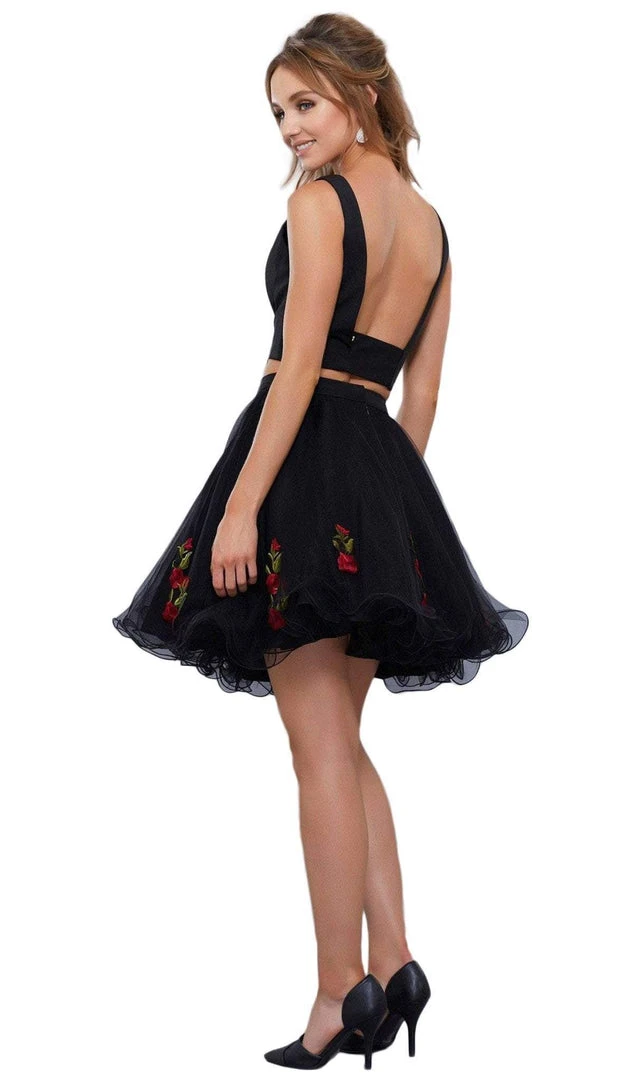 Nox Anabel - 6341 Two-Piece Floral Embroidered Cocktail Dress 5 Nox Anabel - 6341 Two-Piece Floral Embroidered Cocktail Dress