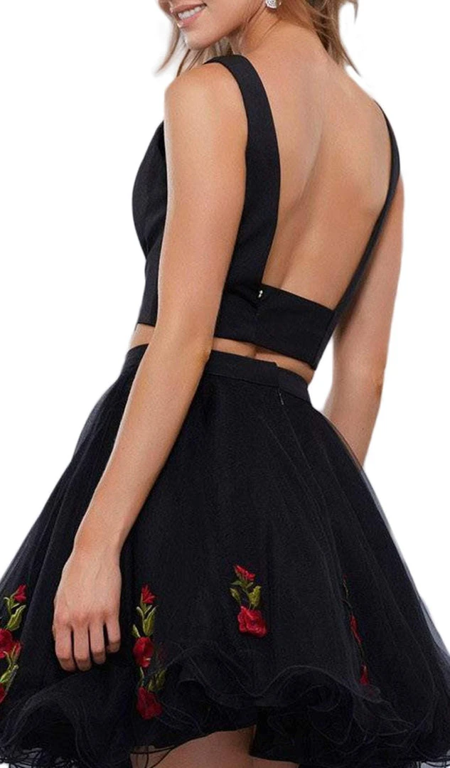 Nox Anabel - 6341 Two-Piece Floral Embroidered Cocktail Dress 6 Nox Anabel - 6341 Two-Piece Floral Embroidered Cocktail Dress