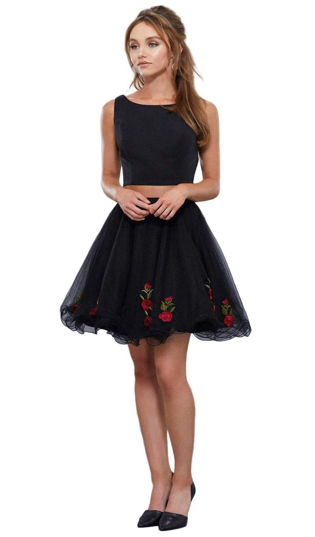 Nox Anabel - 6341 Two-Piece Floral Embroidered Cocktail Dress 3 Nox Anabel - 6341 Two-Piece Floral Embroidered Cocktail Dress