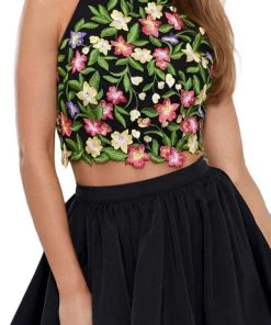 Nox Anabel - 6342 Embroidered Two Piece Tiered Cocktail Dress Cocktail Dresses