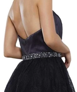 Nox Anabel - 6348 Embellished Halter Neck Cocktail Dress Plus Size Dresses