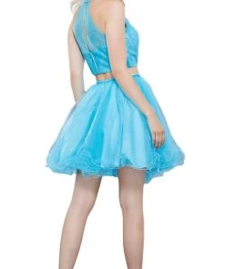 Cocktail Dresses Nox Anabel - 6354 Lace Illusion High Halter A-line Dress