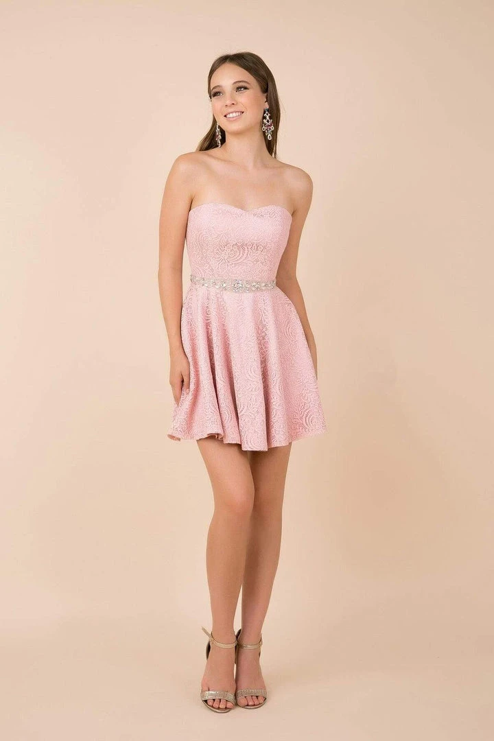 Nox Anabel - 6358 Embellished Waist Sweetheart Neckline Cocktail Dress Cocktail Dresses 3 Nox Anabel - 6358 Embellished Waist Sweetheart Neckline Cocktail Dress Cocktail Dresses