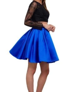 Nox Anabel - 6371 Two Piece Lace Long Sleeves Cocktail Dress Cocktail Dresses