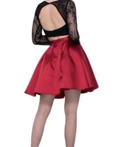 Nox Anabel - 6371 Two Piece Lace Long Sleeves Cocktail Dress Cocktail Dresses