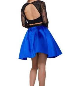 Nox Anabel - 6371 Two Piece Lace Long Sleeves Cocktail Dress Cocktail Dresses