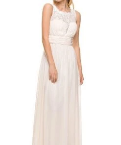 Nox Anabel - 7126 Sleeveless Lace And Chiffon A-Line Evening Dress 12 Nox Anabel - 7126 Sleeveless Lace And Chiffon A-Line Evening Dress