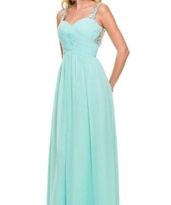 Nox Anabel - 8140 Rhinestone Embellished Ruched Long Dress Formal Gowns