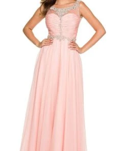 Nox Anabel - 8155 Bateau Illusion Chiffon Gown Formal Gowns