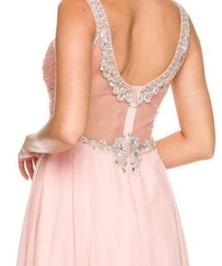 Nox Anabel - 8155 Bateau Illusion Chiffon Gown Formal Gowns