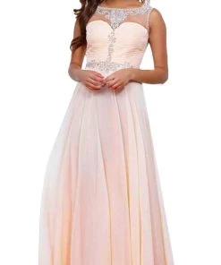 Nox Anabel - 8155 Bateau Illusion Chiffon Gown Formal Gowns