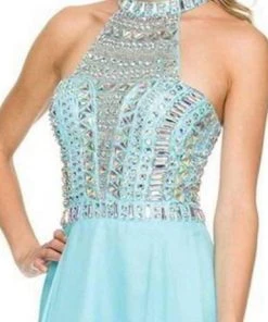 Nox Anabel - 8157 Embellished Halter Neck A-Line Dress Formal Gowns