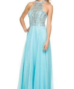 Nox Anabel - 8157 Embellished Halter Neck A-Line Dress Formal Gowns