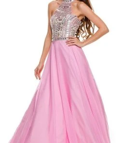 Nox Anabel - 8157 Embellished Halter Neck A-Line Dress Formal Gowns