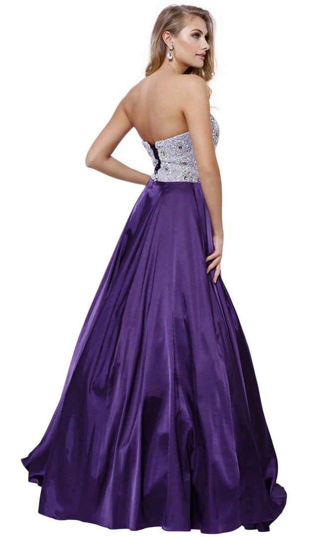 Formal Gowns Nox Anabel - 8186 Metallic Embellished Strapless Long Evening Gown 9 Formal Gowns Nox Anabel - 8186 Metallic Embellished Strapless Long Evening Gown