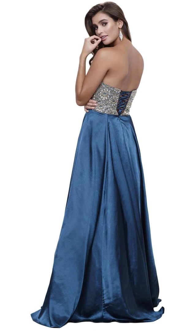 Formal Gowns Nox Anabel - 8186 Metallic Embellished Strapless Long Evening Gown 11 Formal Gowns Nox Anabel - 8186 Metallic Embellished Strapless Long Evening Gown