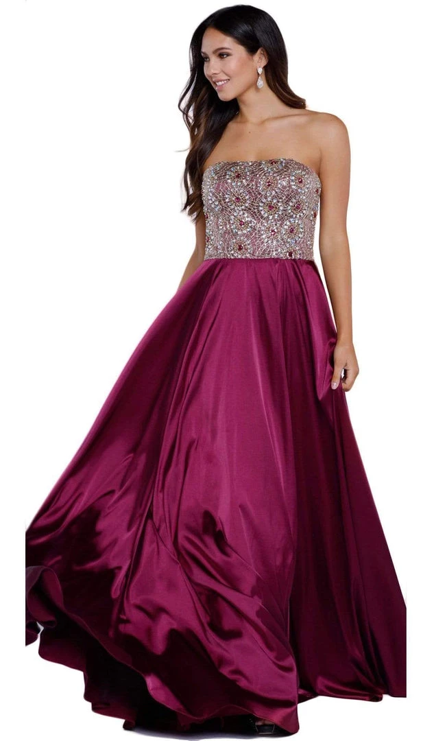 Formal Gowns Nox Anabel - 8186 Metallic Embellished Strapless Long Evening Gown 5 Formal Gowns Nox Anabel - 8186 Metallic Embellished Strapless Long Evening Gown