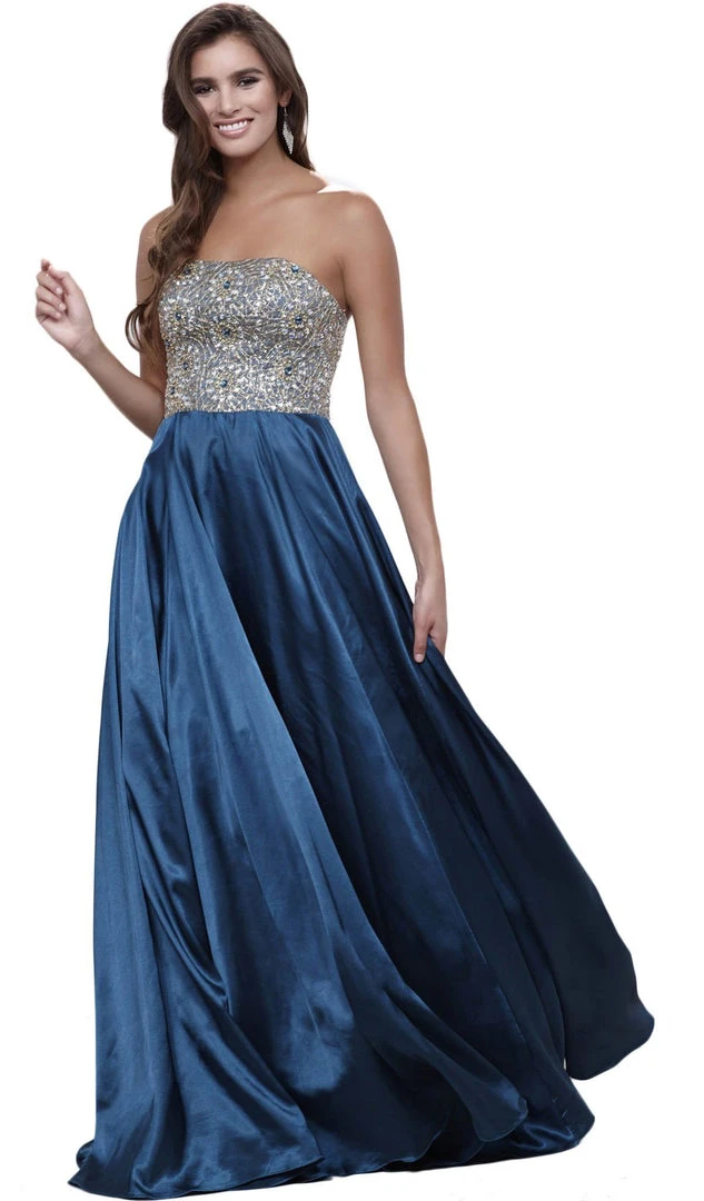 Formal Gowns Nox Anabel - 8186 Metallic Embellished Strapless Long Evening Gown 10 Formal Gowns Nox Anabel - 8186 Metallic Embellished Strapless Long Evening Gown