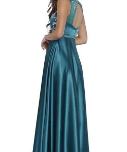 Formal Gowns Nox Anabel - 8188 Bedazzled Illusion Jewel A-line Dress 12 Formal Gowns Nox Anabel - 8188 Bedazzled Illusion Jewel A-line Dress