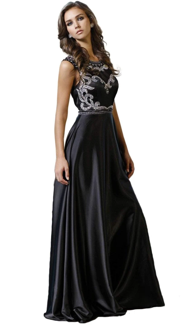 Formal Gowns Nox Anabel - 8188 Bedazzled Illusion Jewel A-line Dress 3 Formal Gowns Nox Anabel - 8188 Bedazzled Illusion Jewel A-line Dress