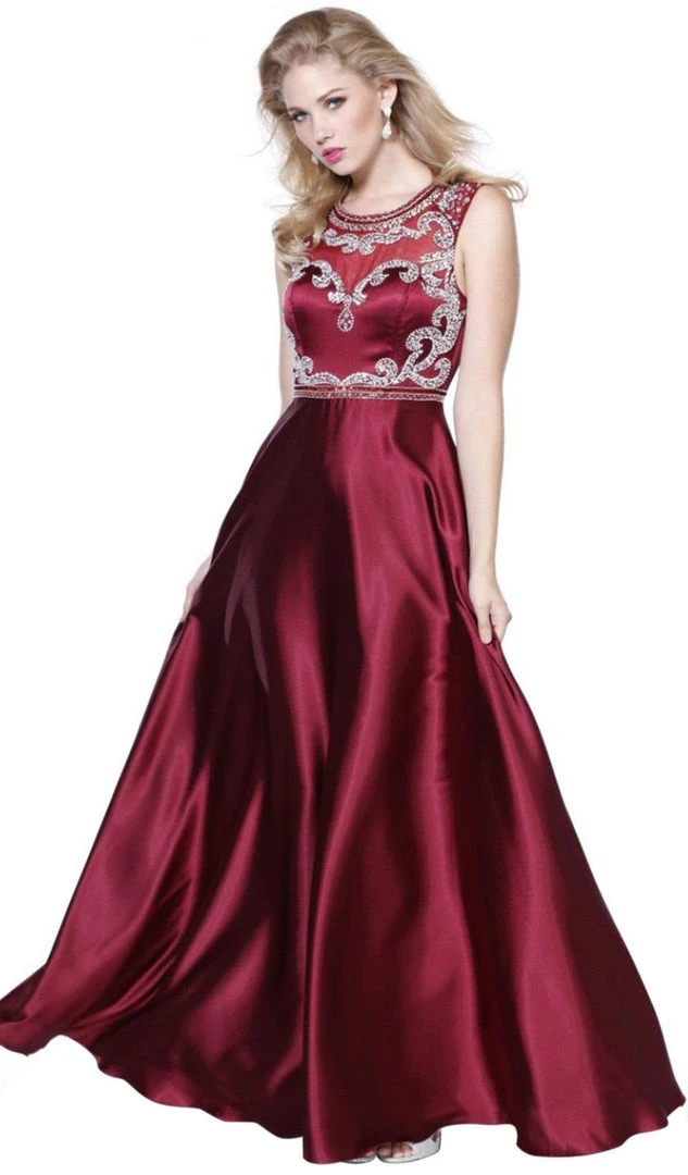 Formal Gowns Nox Anabel - 8188 Bedazzled Illusion Jewel A-line Dress 8 Formal Gowns Nox Anabel - 8188 Bedazzled Illusion Jewel A-line Dress