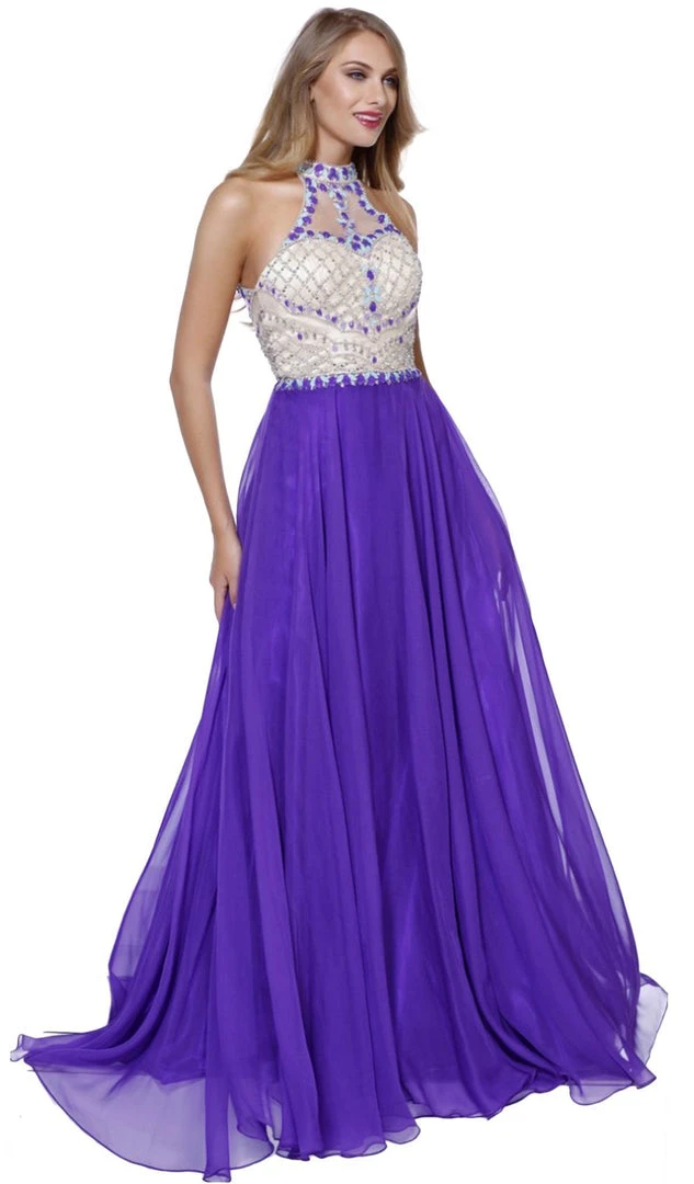 Formal Gowns Nox Anabel - 8200 Bejeweled Halter Chiffon A-line Dress 8 Formal Gowns Nox Anabel - 8200 Bejeweled Halter Chiffon A-line Dress