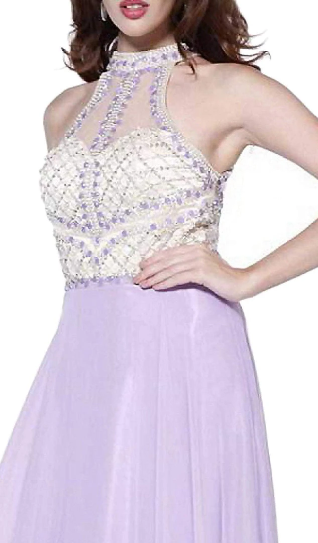 Nox Anabel - 8201 Beaded Sleeveless Halter Long Gown 4 Nox Anabel - 8201 Beaded Sleeveless Halter Long Gown