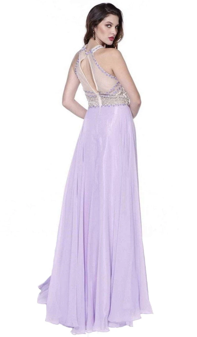 Nox Anabel - 8201 Beaded Sleeveless Halter Long Gown 5 Nox Anabel - 8201 Beaded Sleeveless Halter Long Gown