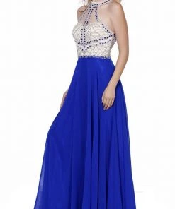 Nox Anabel - 8201 Beaded Sleeveless Halter Long Gown 12 Nox Anabel - 8201 Beaded Sleeveless Halter Long Gown