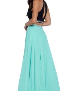 Nox Anabel - 8214 Two-Piece Bedazzled Halter Neck A-line Dress Formal Gowns 13 Nox Anabel - 8214 Two-Piece Bedazzled Halter Neck A-line Dress Formal Gowns