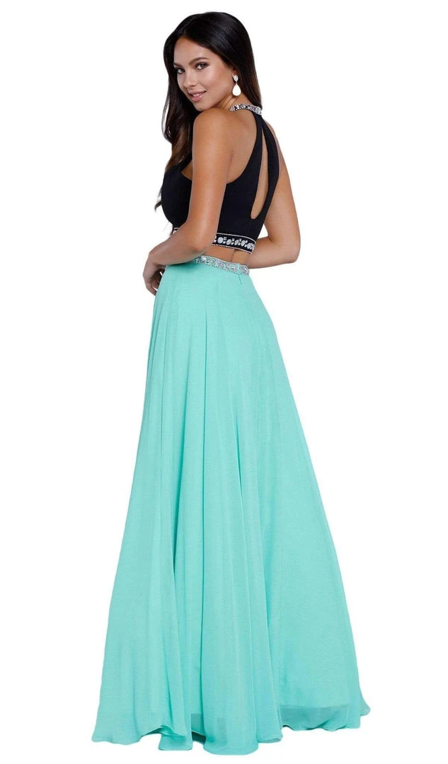 Nox Anabel - 8214 Two-Piece Bedazzled Halter Neck A-line Dress Formal Gowns 8 Nox Anabel - 8214 Two-Piece Bedazzled Halter Neck A-line Dress Formal Gowns