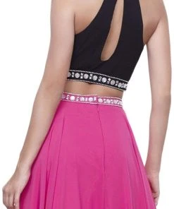 Nox Anabel - 8214 Two-Piece Bedazzled Halter Neck A-line Dress Formal Gowns 11 Nox Anabel - 8214 Two-Piece Bedazzled Halter Neck A-line Dress Formal Gowns