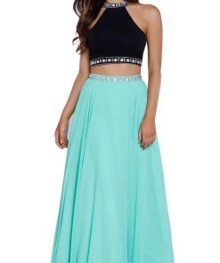 Nox Anabel - 8214 Two-Piece Bedazzled Halter Neck A-line Dress Formal Gowns 12 Nox Anabel - 8214 Two-Piece Bedazzled Halter Neck A-line Dress Formal Gowns