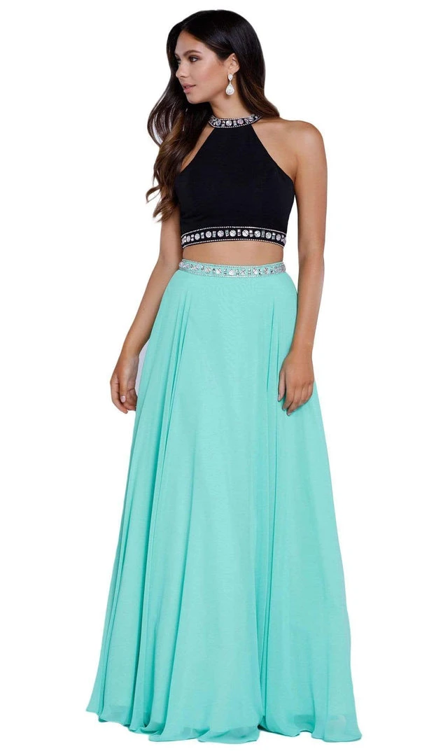 Nox Anabel - 8214 Two-Piece Bedazzled Halter Neck A-line Dress Formal Gowns 7 Nox Anabel - 8214 Two-Piece Bedazzled Halter Neck A-line Dress Formal Gowns