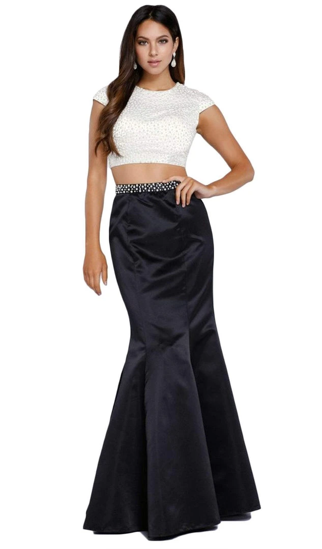 Formal Gowns Nox Anabel - 8227 Two-Piece Pearl Embellished Gown 3 Formal Gowns Nox Anabel - 8227 Two-Piece Pearl Embellished Gown