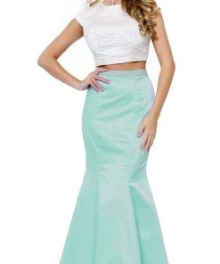 Formal Gowns Nox Anabel - 8227 Two-Piece Pearl Embellished Gown 14 Formal Gowns Nox Anabel - 8227 Two-Piece Pearl Embellished Gown