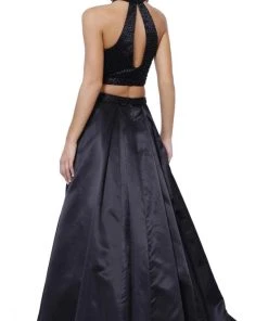 Nox Anabel - 8229 Two Piece Beaded Halter Evening Dress Formal Gowns