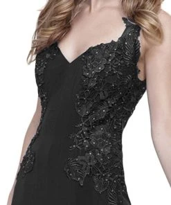 Nox Anabel - 8258 Embroidered V-neck Sheath Dress Formal Gowns 12 Nox Anabel - 8258 Embroidered V-neck Sheath Dress Formal Gowns